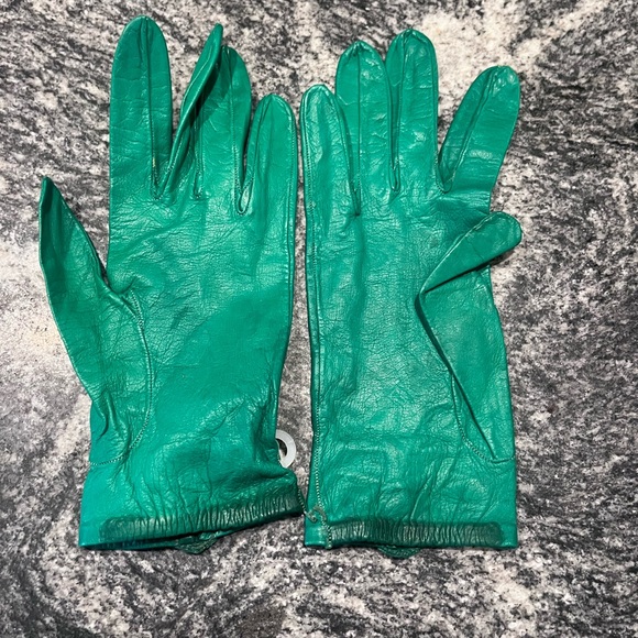 Rare vintage dents emerald green driving gloves size 7 xs - Picture 2 of 3